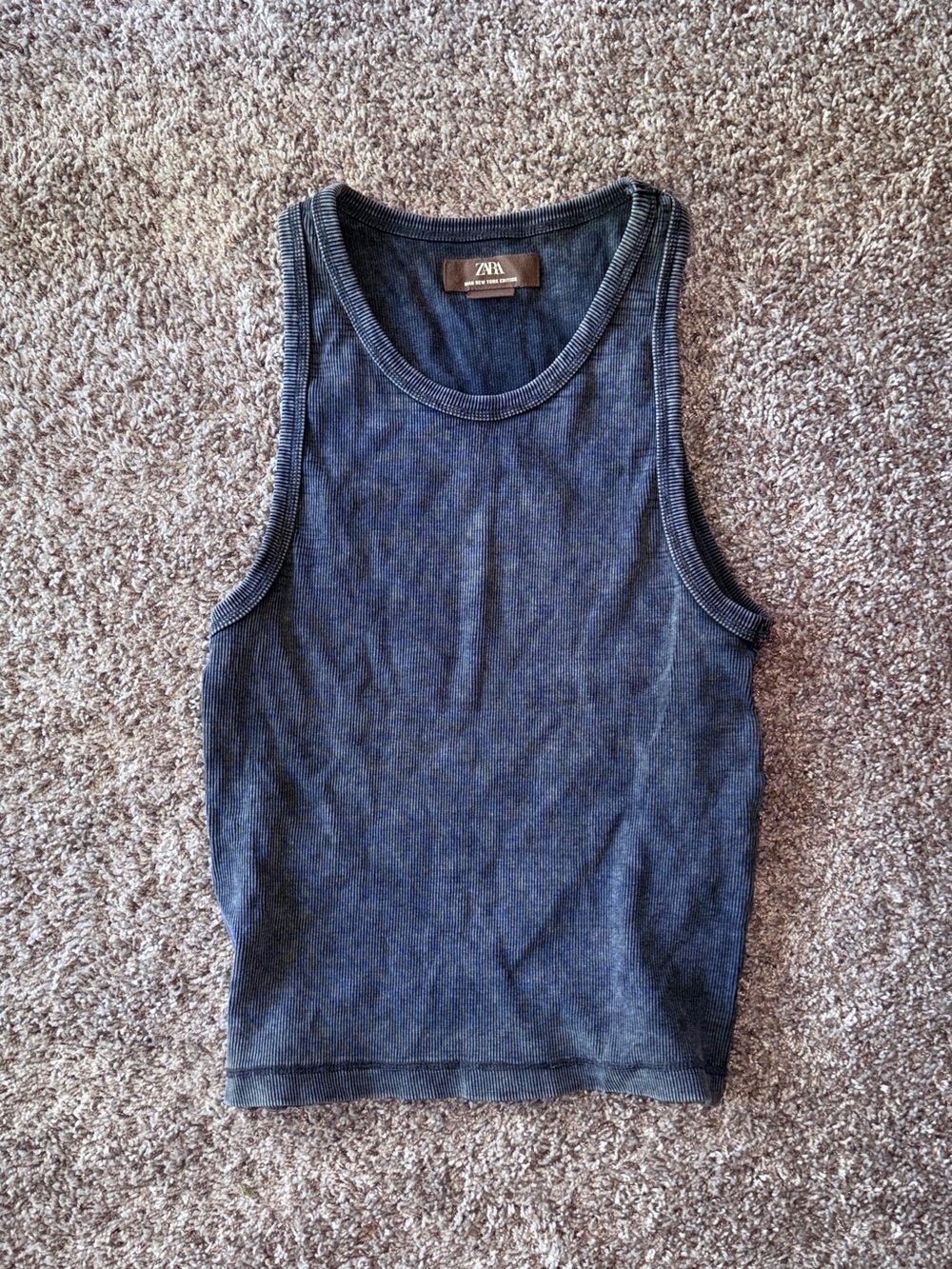 ZARA Dark Blue Ribbed Tank Top